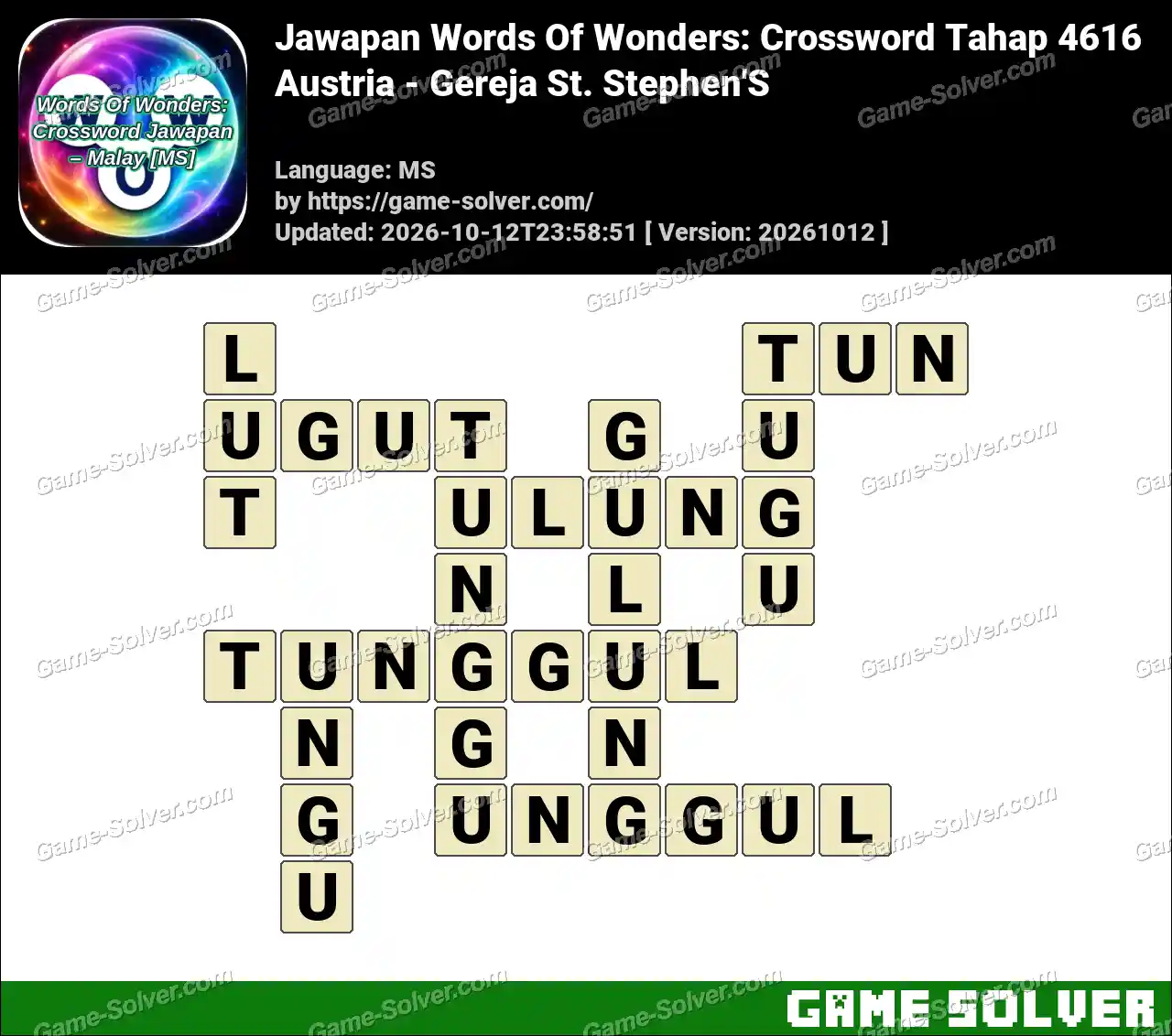 Jawapan Words Of Wonders: Crossword Tahap 4616 – Austria – Gereja St. Stephen’S
